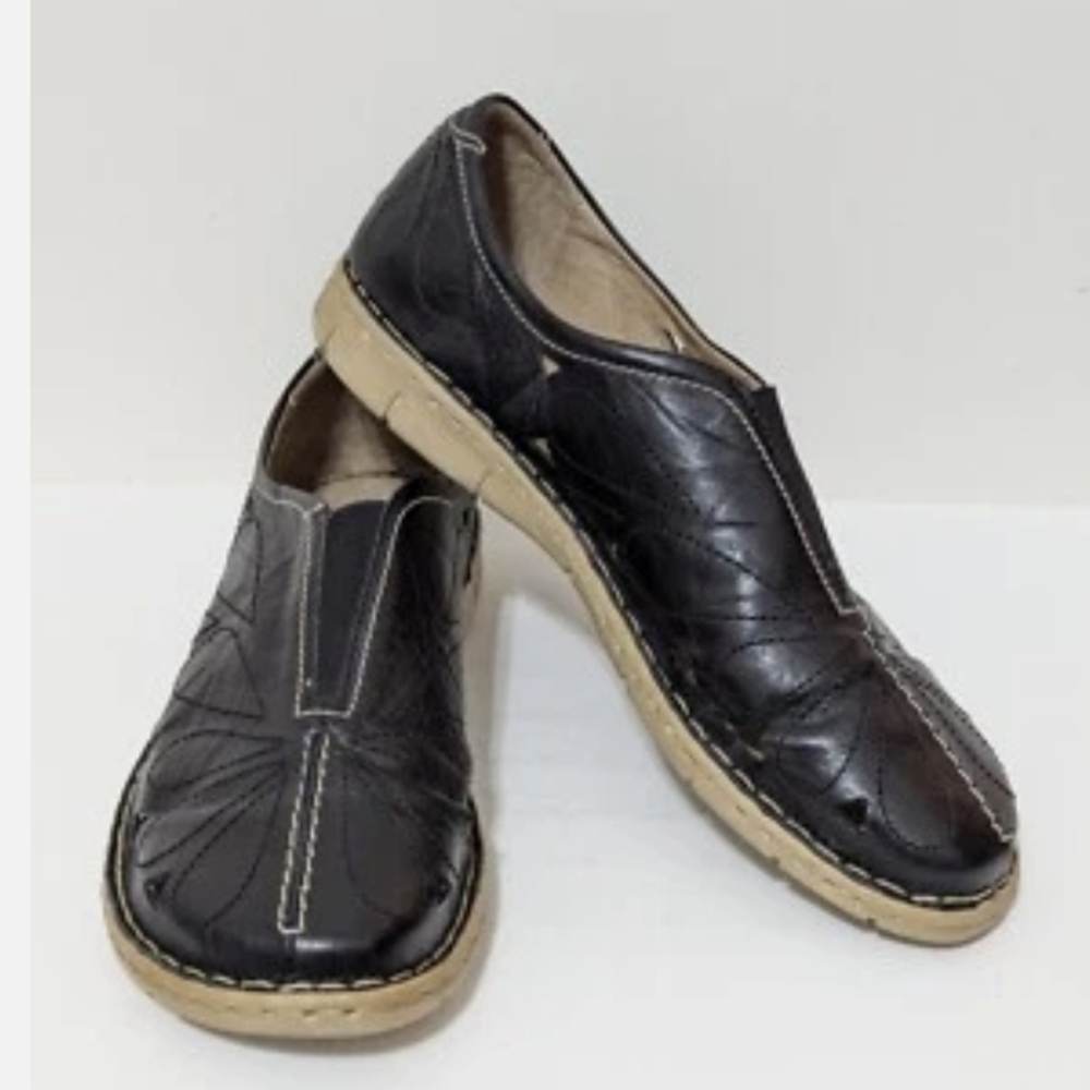 Josef Seibel Black Leather Slip-On Shoes - Women's Size EU 37 US 6.5
